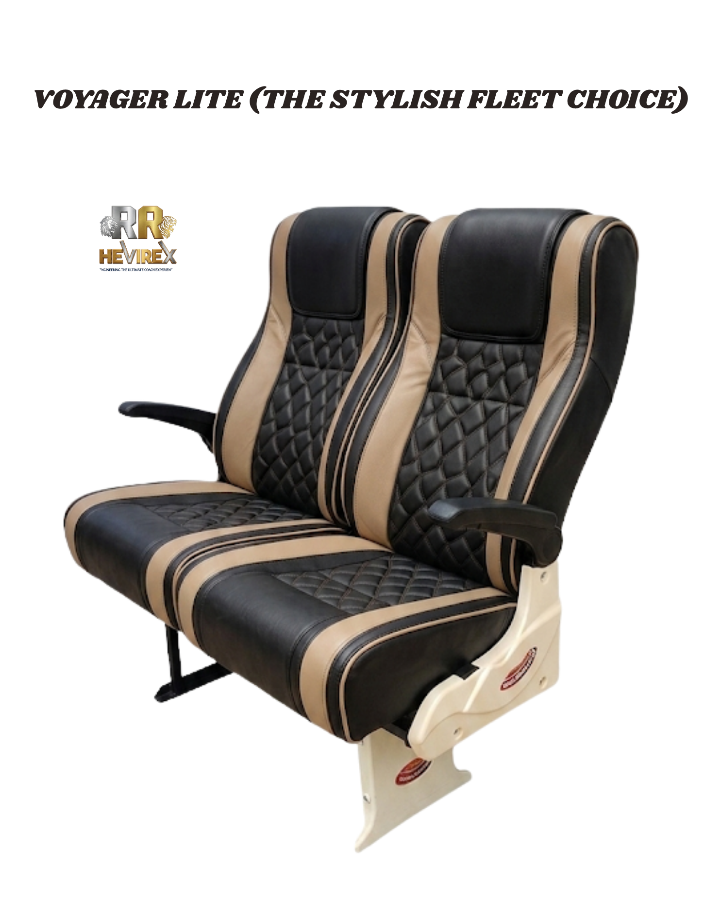 RR Hevirex Voyager Lite MODEL RRH-F06 — economy fleet bus seat with high-tensile steel frame and foam cushion, affordable bus seating for Pan-India transit fleets, manufacturer Tamil Nadu